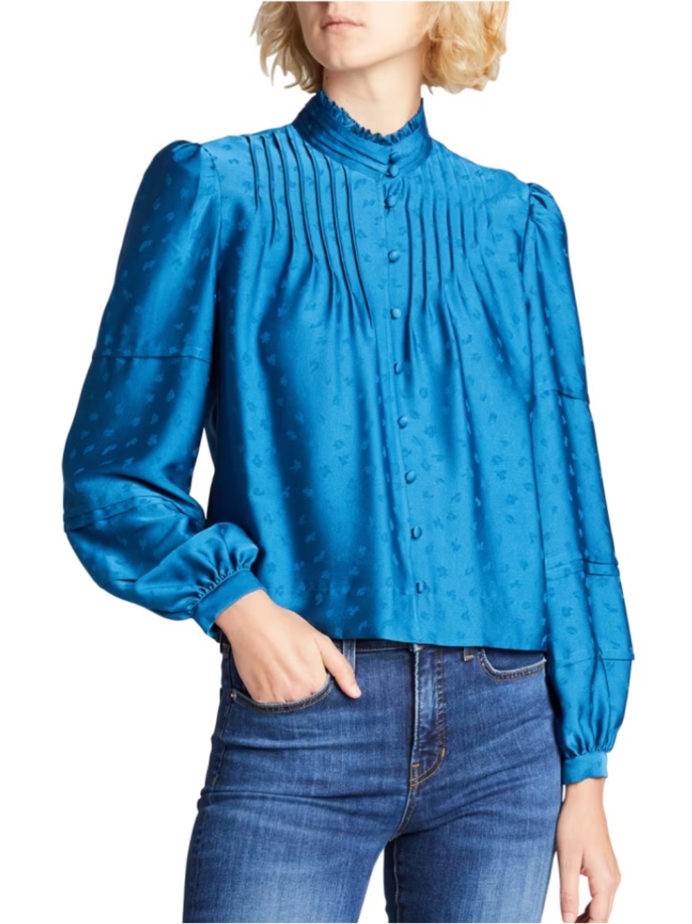 Veronica Beard Rylee Blouse Cerulean Blue Size 2